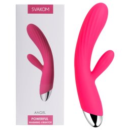 Svakom Angel - wodoodporny wibrator z grzałką i uchwytem na łechtaczkę (czerwony)