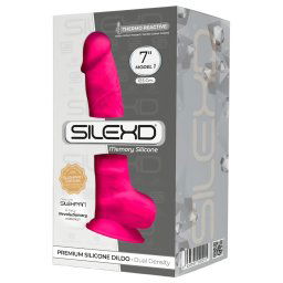 Silexd 7 - różowy dildó z przyssawką i jądrami, 17,5cm
