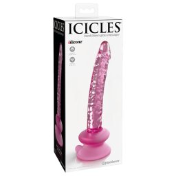 Icicles No. 86 - szklany dildo penisowy - różowy