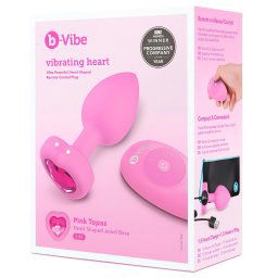 b-vibe heart - różowy, akumulatorowy analny wibrator z pilotem