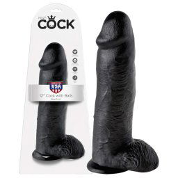 King Cock 12 duży dildos (30 cm) z jądrami - czarny