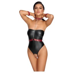 Cottelli Bondage - lśniące body i kajdanki (czarne)