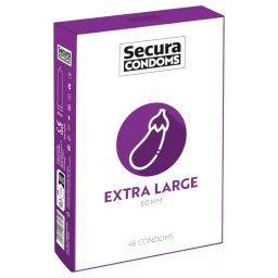 Secura Padlizsán - ekstra duże prezerwatywy - 60mm (48 szt.)