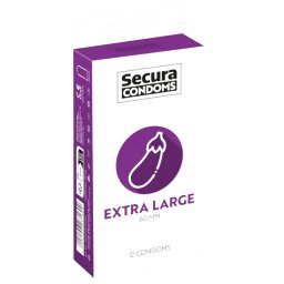 Secura Padlizsán - ekstra duże prezerwatywy - 60mm (12 szt.)