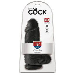 King Cock 9 Chubby - dildo z przyssawką i jądrami (23cm) - czarny