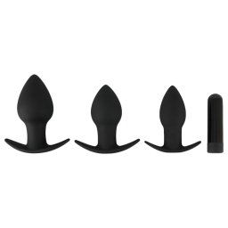 Black Velvet - akumulatorowy zestaw analny 3 częściowy (czarny)