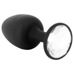 Dorcel Geisha Plug Diamond L - czarny anal plug z białym kamieniem