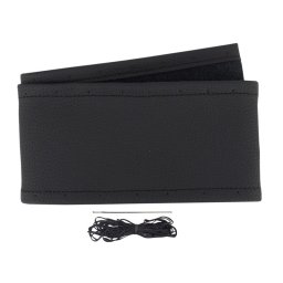 Pokrowiec na kierownicę sznurowany 37-39 cm, z 1 odcinka skóry naturalnej, czarny