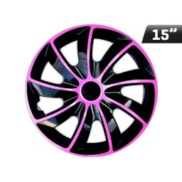 Kołpaki QUAD BICOLOR pink - black 15", 4 szt.
