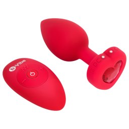 b-vibe heart - akumulatorowy, zdalny wibrator analny (czerwony)