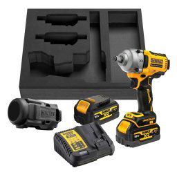 DeWALT Narzędzia - 18V AKU klucz udarowy, 2x akumulator 5,0 Ah XR, gumowa osłona, ładowarka DCF891P2G