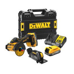 DeWALT Narzędzia - Przecinarka uniwersalna AKU 18V, 2 akumulatory 1,7 Ah POWERSTACK, ładowarka DCS438E2T