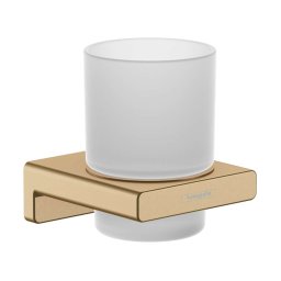 Hansgrohe AddStoris - Kubek na szczoteczki do zębów z uchwytem, szkło matowe/brąz szczotkowany 41749140