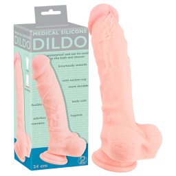 Medical - dildo z silikonu medycznego 24cm - beżowy
