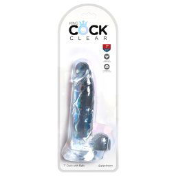 King Cock Clear 7 - dildo z przyssawką i jądrami (18 cm)