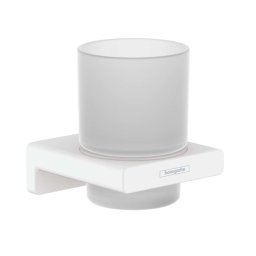 Hansgrohe AddStoris - Kubek na szczoteczki do zębów z uchwytem, szkło matowe/biały mat 41749700