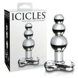Icicles No. 47 - potrójnie koralikowy, szklany korek analny (przezroczysty)