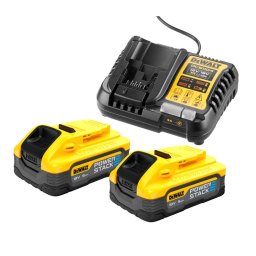 DeWALT - Zestaw 4A ładowarek, 2x akumulator 18 V POWERSTACK 5,0 Ah DCB1104H2