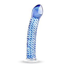 Gildo Glass No. 5 - dildo szklane spiralne - przezroczysty niebieski