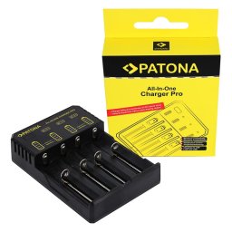 4-kanałowa ładowarka PATONA All-In-One do baterii CR123A, 14500, 16340, 18650, 22650, 26650, AA / AAA
