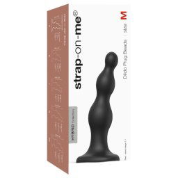 Strap-on-me Beads M - koralikowy, przyssawkowy dildo (czarny)