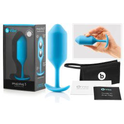 b-vibe Snug Plug 3 - podwójna kulkowa analna zatyczka (180g) - niebieski
