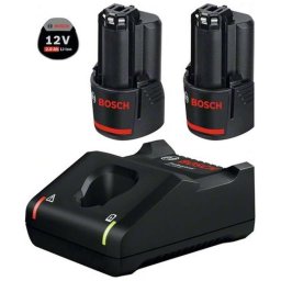 Bosch - Zestaw ładowarki 4A i 2x akumulatora 12 V Li-Ion 2,0 Ah 1600A019R8