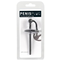Penisplug - korek do penisa z silikonową obręczą na żołądź - pusty dilator