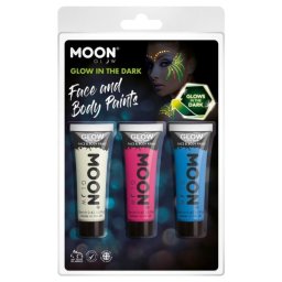 Zestaw farb do twarzy i ciała 3szt Glow in the Dark new