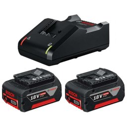 Bosch - Zestaw ładowarki 4A i 2x akumulatory 18 V Li-Ion 4,0 Ah 1600A019S0