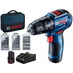Bosch Narzędzia - Wiertarko-wkrętarka akumulatorowa 12 V, z akcesoriami, 2x akumulator 2,0 Ah Li-Ion, ładowarka 06019G9101