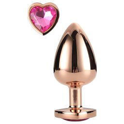 Gleaming Love - aluminiowy analny plug z sercem (różowe złoto)