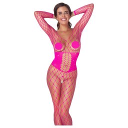 Cottelli - różowy siatkowy bodystocking (S-L)