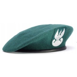 Beret tłoczony wojskowy WP zielony z orzełkiem wełniany BB-TEX