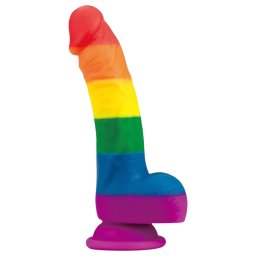 Lovetoy Prider - realistyczny dildo silikonowy - 19 cm - tęczowy