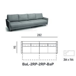 ARMENO Sofa BaL-2RP-2RP-BaP z funkcjią spania i pojemnikiem