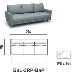 ARMENO Sofa BaL-3RP-BaP z funkcjią spania i pojemnikiem