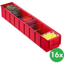 Allit Plastikowy pojemnik do regału ShelfBox typ C - 91 x 500 x 81 mm, 16 szt., czerwony
