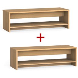 B2B Partner Ławka szatniowa z półka na obuwie 1+1 GRATIS, wzmocniona, 1500 mm, buk