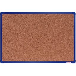 Tablica korkowa BoardOK w ramie aluminiowej, 600 x 900 mm, niebieska rama
