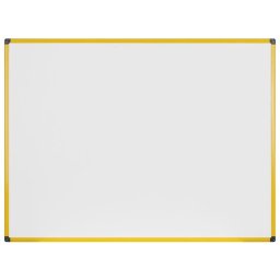 Bi-Office Biała tablica do pisania kredowa na ścianę, magnetyczna, żółta ramka, 1200 x 900 mm