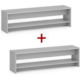 B2B Partner Ławka szatniowa z półka na obuwie 1+1 GRATIS, wzmocniona, 1500 mm, szara