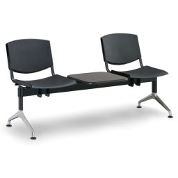Euroseat Ławka do poczekalni plastikowa SMILE, 2-siedzenia + stolik, czarny