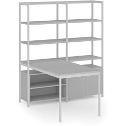 B2B Partner Zestaw biurowy HOME OFFICE z półkami, biały/szary