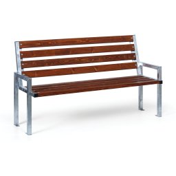 B2B Partner Ławka zewnętrzna CITY z oparciem, ocynkowana, 1660 mm, ciemny mahoń