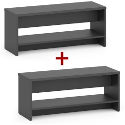 B2B Partner Ławka szatniowa z półka na obuwie 1+1 GRATIS, wzmocniona, 1000 mm, grafitowy