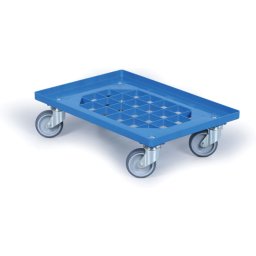 B2B Partner Wózek plastikowy z siatką na pojemniki 600x400 mm, 250 kg, koła gumowe, niebieski