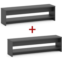 B2B Partner Ławka szatniowa z półka na obuwie 1+1 GRATIS, wzmocniona, 1500 mm, grafitowy