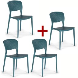 B2B Partner Krzesło do jadalni plastikowe EASY II 3+1 GRATIS, niebieskie