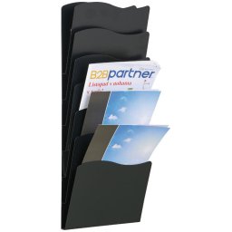 B2B Partner Uchwyt ścienny na ulotki, 7 kieszeni, czarny